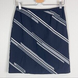 Ann Taylor Navy White Diagonal Stripe A-line Skirt 4P